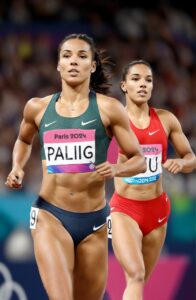 two women running in a race