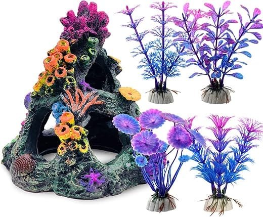 Colorful Coral Reef Aquarium Decor Set: A Vibrant Underwater Oasis