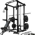 RitFit Multi-Function Squat Rack Power Cage PPC03 with Cable Crossover System, 1000LBS Capacity Power Rack and Packages with Optional Weight Bench, Barbell Weight Set, for Garage Workout & Home Gym
