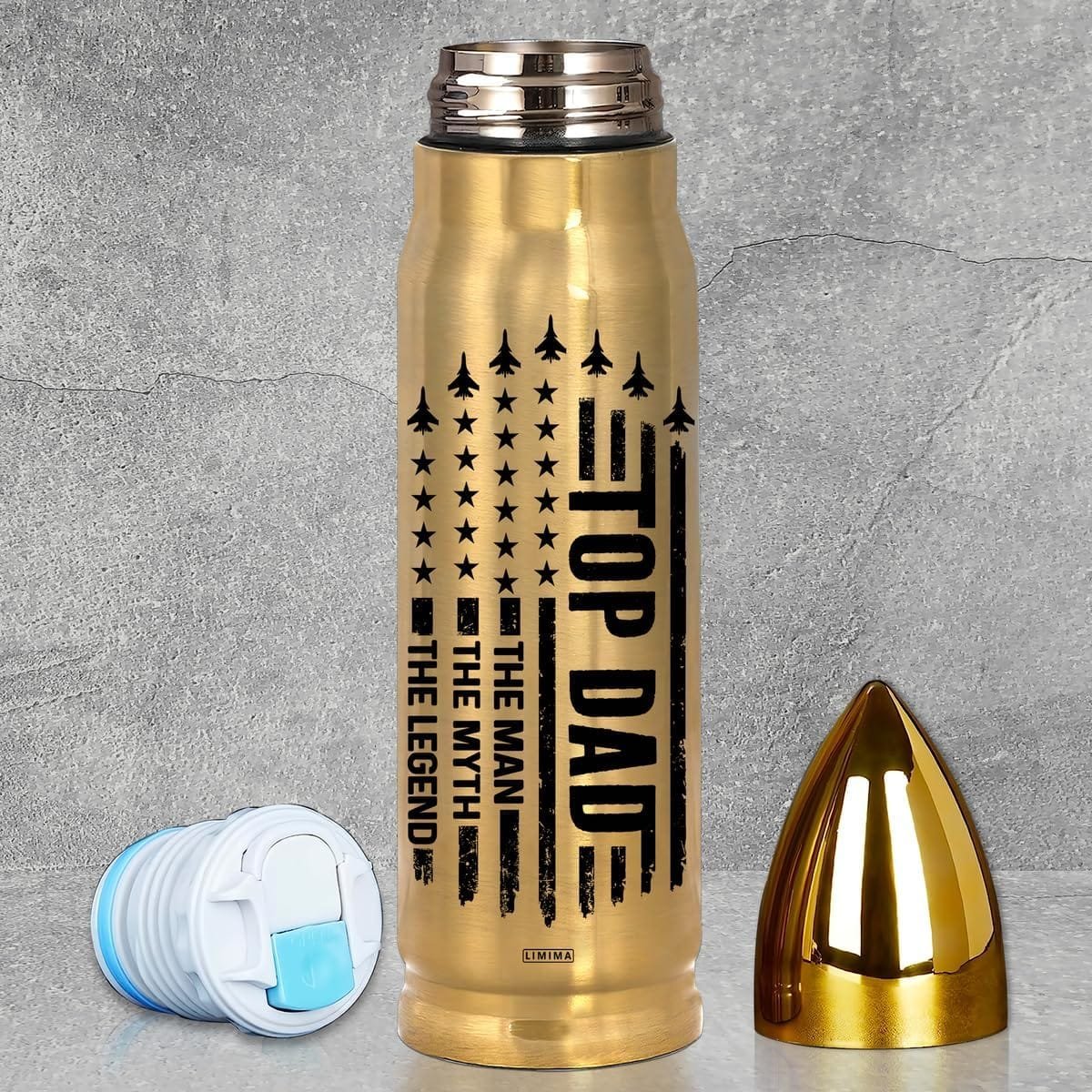 Gifts for Dad – Funny 17oz American Flag TOP DAD Tumbler, Unique Fathers Day and Birthday Gift from Daughter or Son, Gift for Husband, Grandpa, or Father Figures
