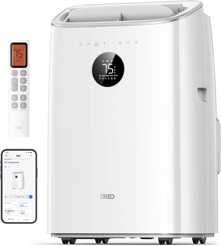 Dreo Portable Air Conditioners, 8,000 BTU Air Conditioner for Bedroom with Drainage-free Cooling, 45dB Quiet, APP/Voice/Remote, 24h Timer with Fan & Dehumidifier, Smart AC Unit for Room Indoors