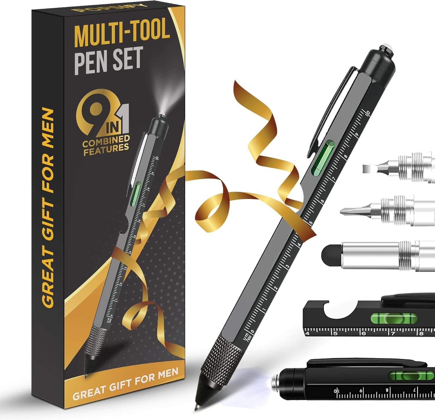 9 in 1 Multitool Pen Set – Christmas Gifts for Men, Stocking Stuffers for Dad, Boyfriend, Husband from Daughter – Cool Gadgets for Men Who Have Everything