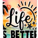 AVITO Personalized Beach Tumbler – 20 oz Skinny Stainless Steel Tumbler – Vacation Gift – Life Is Better at the Beach – Water Cups – Insulated Tumblers – Personalized Travel Mug