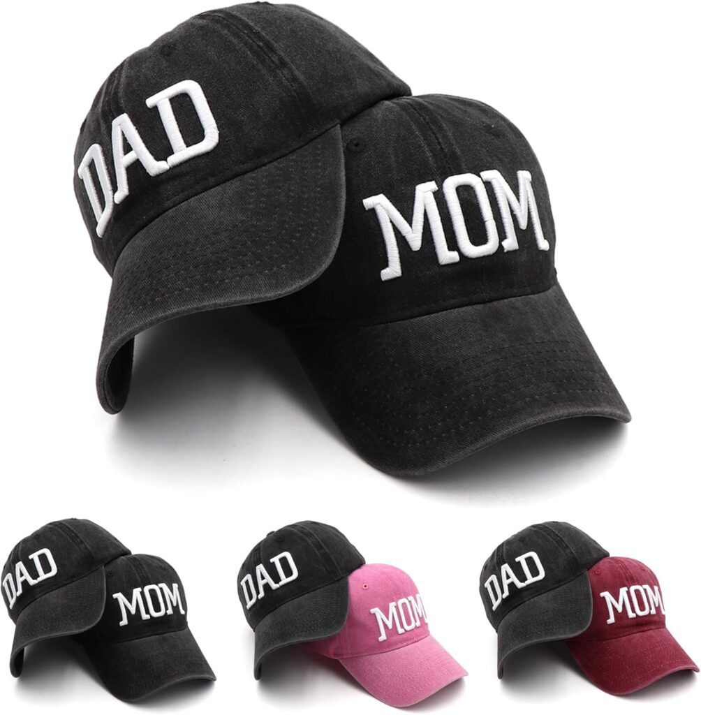 Mom and Dad Hats New Mom Gifts Embroidered Hats for Men Women Adjustable Baseball Cap New Parents Gifts for Couples