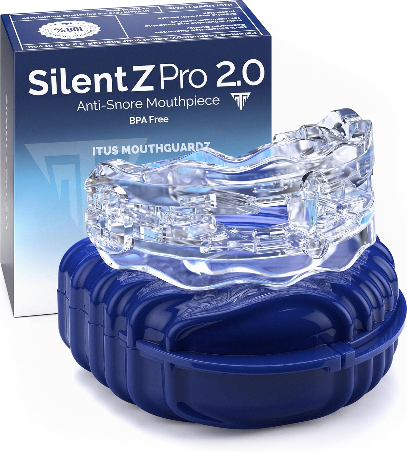 SilentZPro 2.0 – USA Designed Anti Snore Mouthpiece (3 Sizes) – Fully Adjustable Anti Snore Mouth Guard – Professional Patented Anti Snore Device – Brand: Itus Mouthguardz, Large