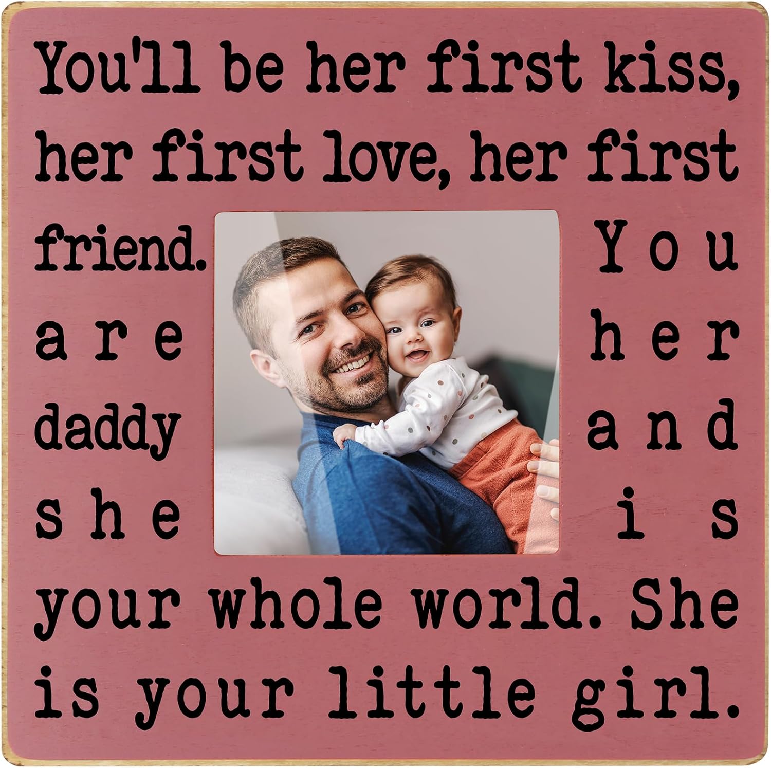 THYGIFTREE First Time Dad Gifts from Daughter Wife – New Dad Picture Frame for Father’s Day, Birthday, Christmas, Valentine’s Day – Daddy to be and Me 4×4 Girl Dad Frame for Expecting Father