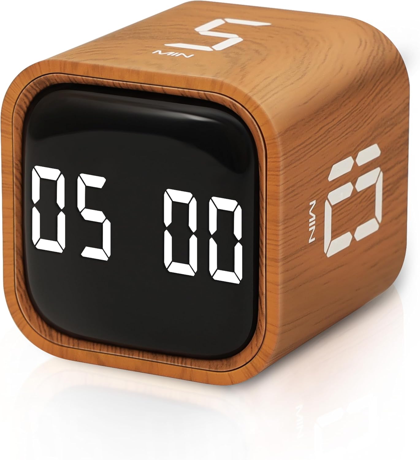 VEWINGL Cube Productivity Timer, 5/10/30/60 Min Presets + Custom Countdown, Silent/Vibrate/Sound Alarm, Pause & Resume, Desk Timer for Work, Study, Tasks, Kitchen