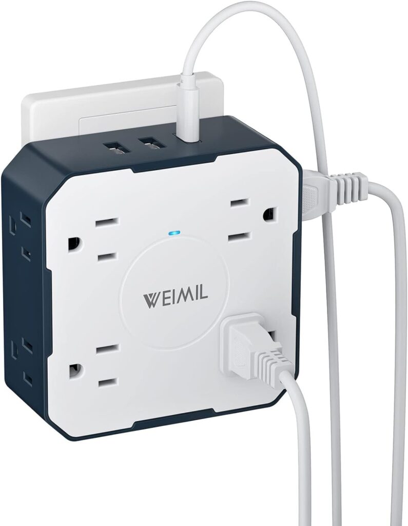 Surge Protector Outlet Extender, 8 AC Outlet Splitter with 3 USB Ports, Multiple Wall Plug Adapter for Travel Home Office