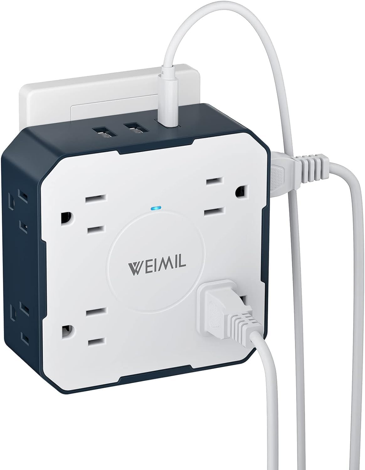 Surge Protector Outlet Extender, 8 AC Outlet Splitter with 3 USB Ports, Multiple Wall Plug Adapter for Travel Home Office