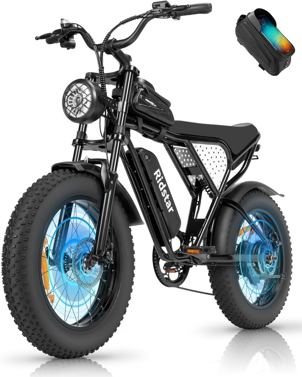Electric Bike for Adults Q20, 2000/1500W, 37/30MPH,52V 40AH,48V/20AH E-Bike,30-180 Miles Electric Motorcycle, 20″ Fat Tire Dirt Bike, UL2849 All Terrain for Mountains, Snow, Sand, Road