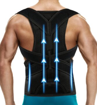 Back Brace Posture Corrector for Women and Men with Detachable Heating Pad – Adjustable Posture Corrector Belt, Relieve Pain in Upper and Lower Back, Waist, And Shoulders (Gray, Medium)