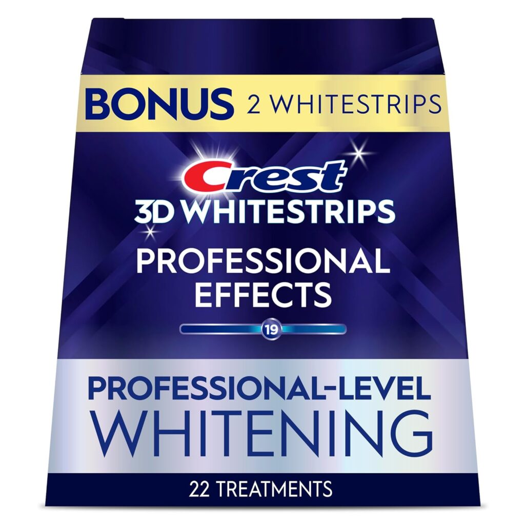Crest 3D Whitestrips Professional Effects – Teeth Whitening Kit, 22 Treatments (20 + 2 Bonus), Each with 1 Upper/1Lower, 44 Strips – Crest 3DWhite Teeth Whitening Strips