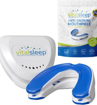 VitalSleep Anti-Snoring Mouthpiece, Comfortable & Adjustable Fit Snore Guard, Stops Snoring for Restful Sleep, USA Made, BPA Free & FDA Cleared Anti-Snore Device – Women’s Size