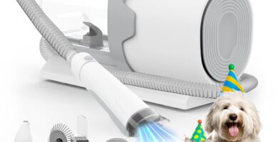 Dog Grooming Vacuum and Kit, Clipper Nail Trimmer Grinder, 2.5L Dust Cup 7 Grooming Tools 11000Pa Pet Vacuum for Shedding Grooming, Dog Hair Vacuum, Home Cleaning, PG50 Plus