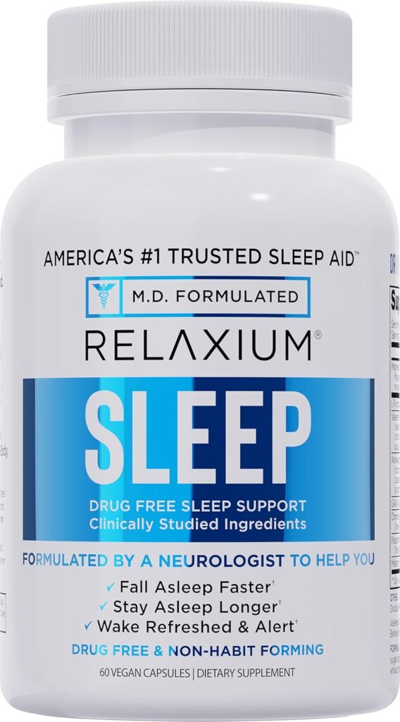 Relaxium Sleep Aid for Adults, Melatonin 5mg with Magnesium Glycinate, Sleep-Promoting Valerest & Ashwagandha, Non-Habit Forming Sleep Supplement, 60 Capsules, 30-Day Supply