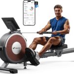 MERACH Rowing Machines for Home, Magnetic Rowing Machine with 16 Levels, Rower Machine of Quiet Resistance, Dual Slide Rail with Max 350lbs Weight Capacity, App Compatible