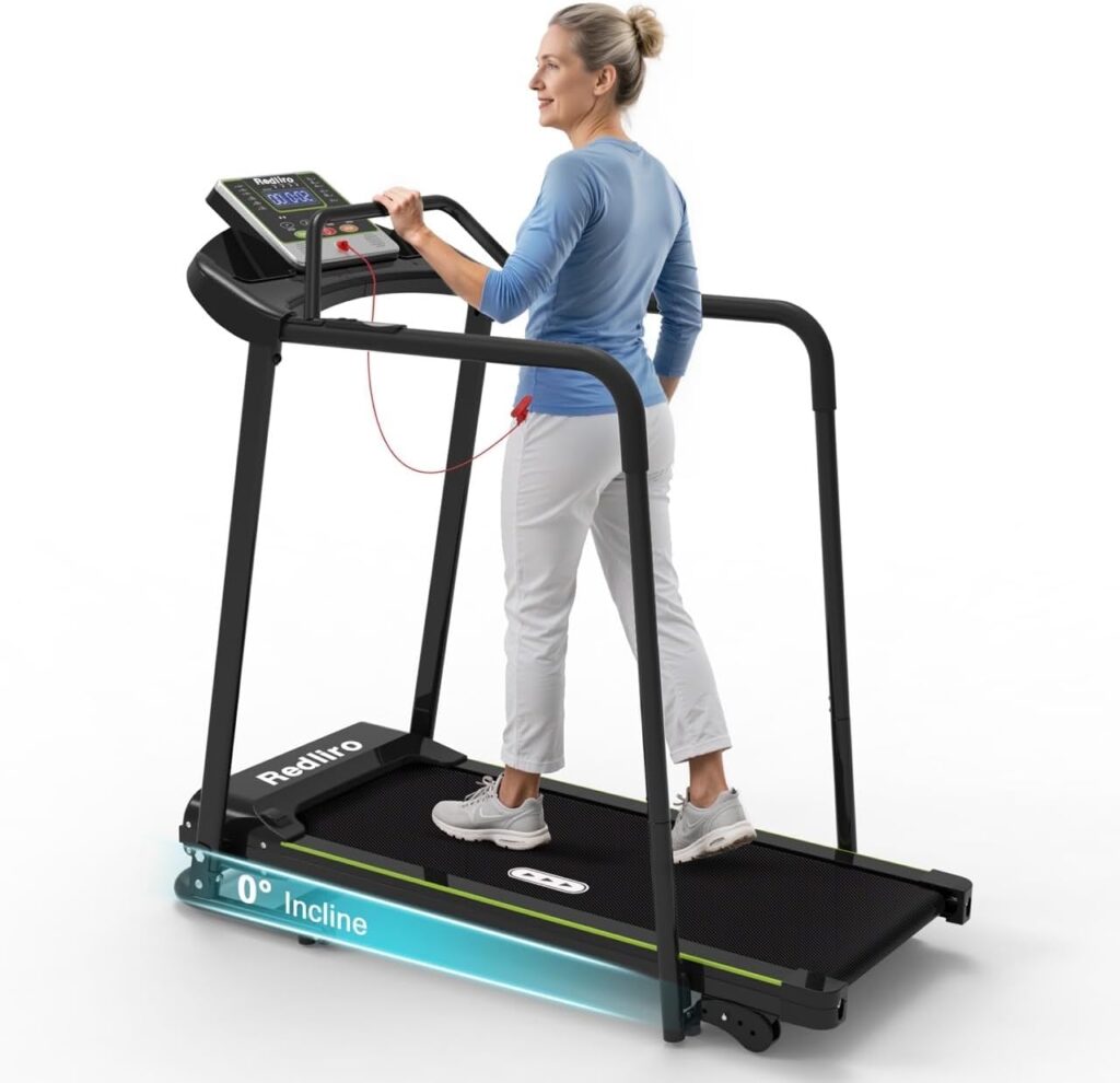 Redliro Foldable Exercise Treadmills with Handrails – Home Fitness Walking Running Machine