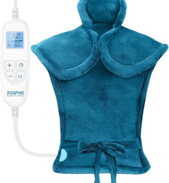 RENPHO Valentines Day Gifts for Her Him, Heating Pad for Neck and Shoulders and Back, Birthday Gifts for Women Men, FSA Eligible HSA Store, 24″x33″ Weighted Electric Heat Pad, ETL Certified, Blue