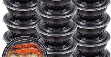 36oz Extra-Thick Meal Prep Bowls with Lids, Plastic Containers with Clear Covers for Noodles, Poke Bowl, Salad, Soup – Freezer, Microwave & Dishwasher-Safe (30Pack)