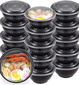 36oz Extra-Thick Meal Prep Bowls with Lids, Plastic Containers with Clear Covers for Noodles, Poke Bowl, Salad, Soup – Freezer, Microwave & Dishwasher-Safe (30Pack)