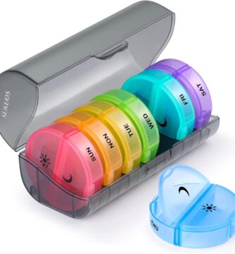 Sukuos Large Weekly Pill Organizer 2 Times a Day, Daily Pill Box 7 Day Easy to Open with Double Protection, AM PM Pill Case for Medicine/Vitamin/Fish Oil/Supplements