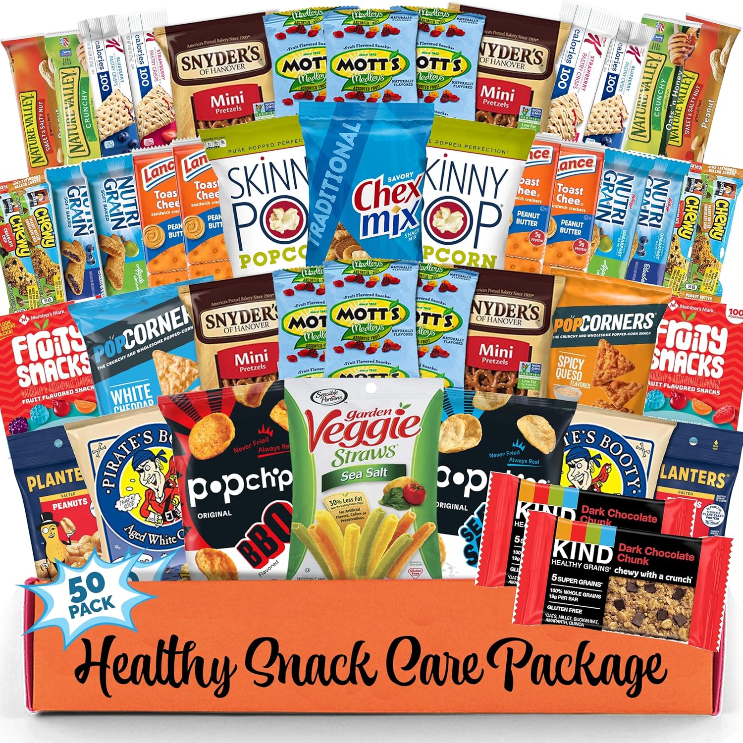 Healthy Snack Box Variety Pack (50 Count) – Healthy Snacks Variety Pack for Adults, Kids and Teens – Chips, Cookies and Granola Bars – Office, Care Package for College Students and Birthdays